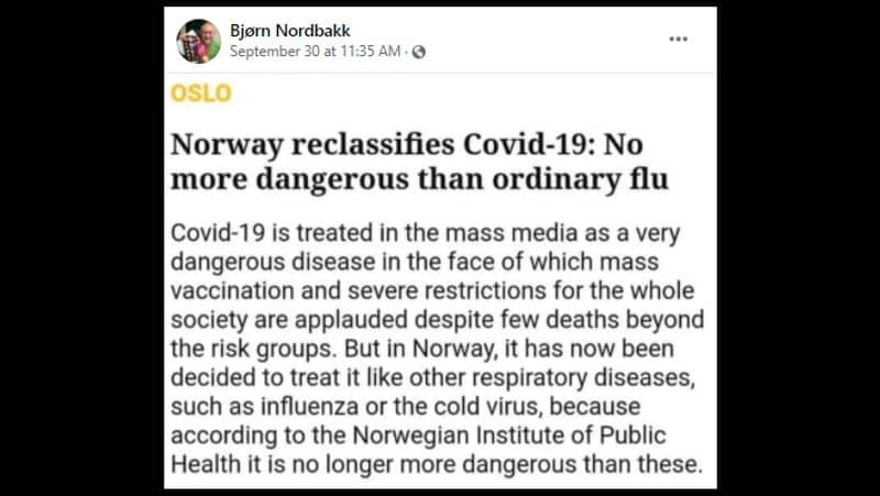 Fake news spread through a news clip that corona is no more dangerous than normal flu